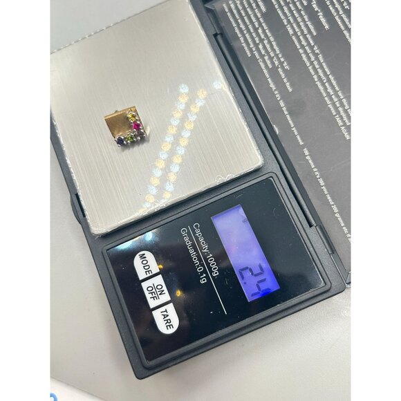 14K Gold Tie Tack or Lapel Pin with Genuine Gemstones Mens Jewelry Accessory - Picture 6 of 7